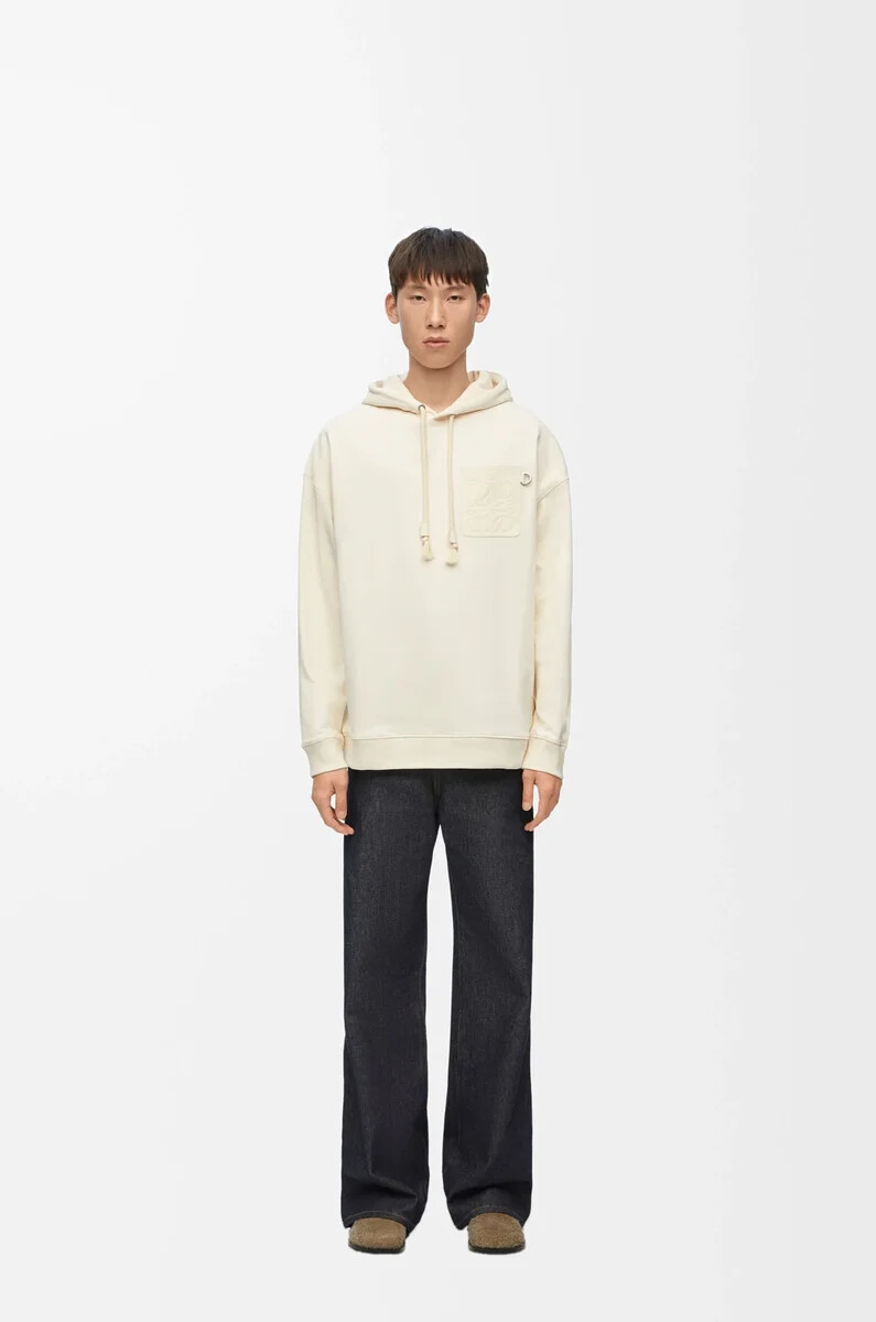 hoodie in lässiger passform aus baumwolle weißaschgrau