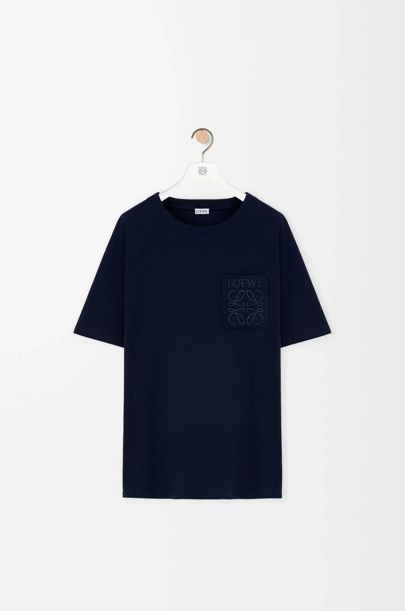 lässiges t-shirt aus baumwolle in dunkelblau