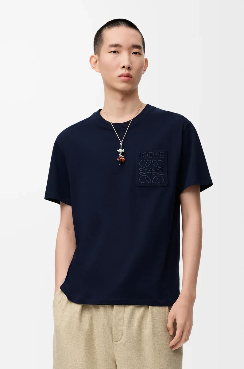 lässiges t-shirt aus baumwolle in dunkelblau