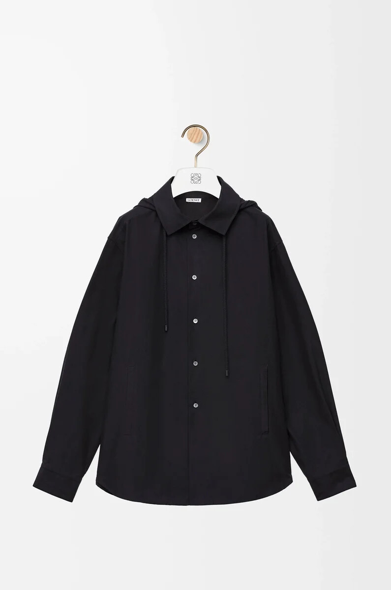 kapuzen-overshirt aus baumwolle schwarz
