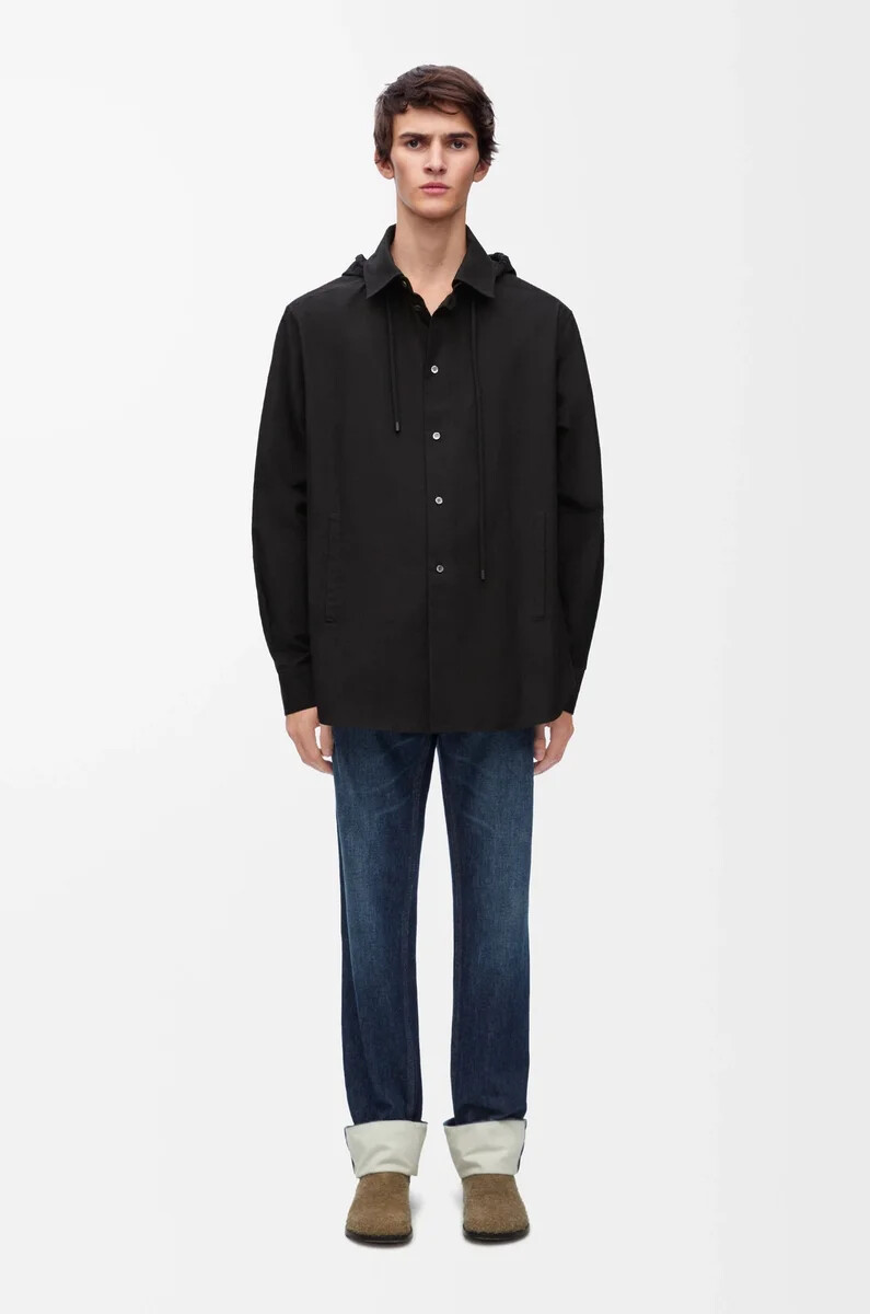 kapuzen-overshirt aus baumwolle schwarz