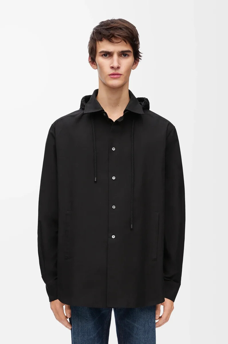 kapuzen-overshirt aus baumwolle schwarz