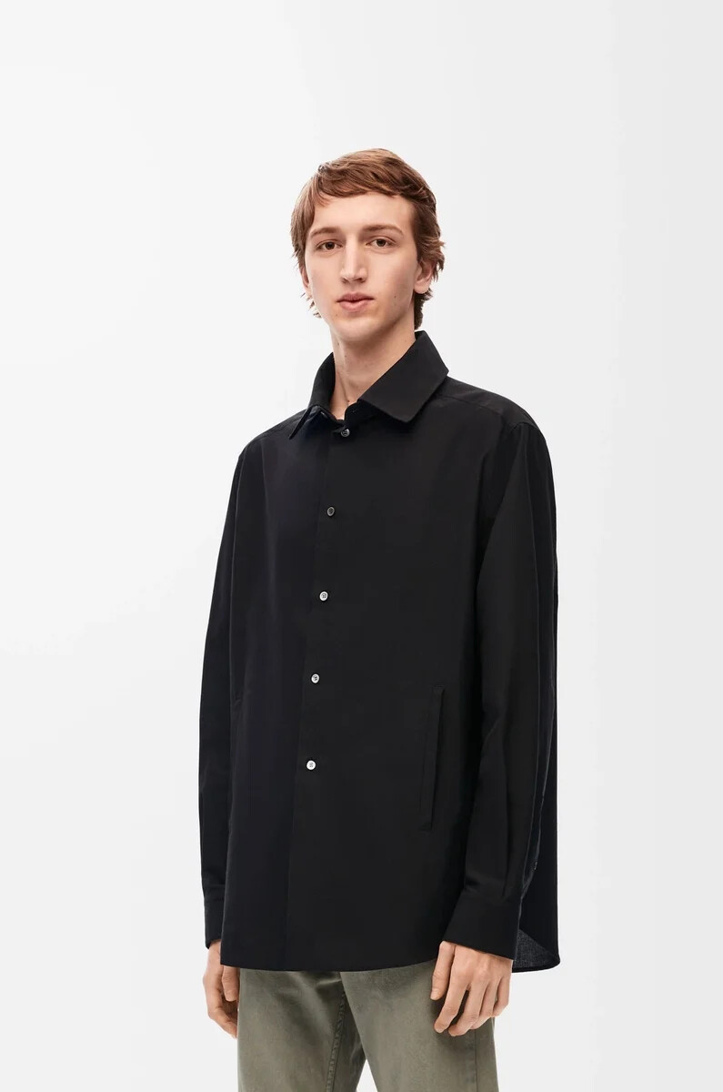 kapuzen-overshirt aus baumwolle schwarz