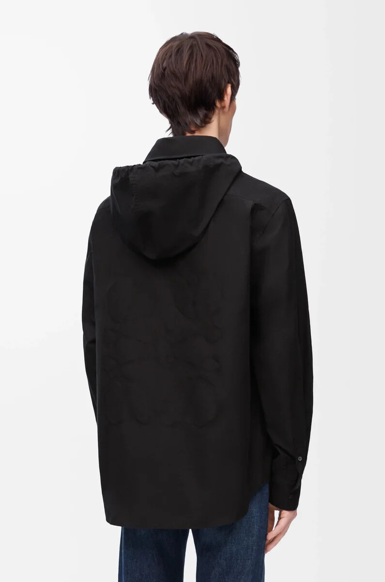 kapuzen-overshirt aus baumwolle schwarz