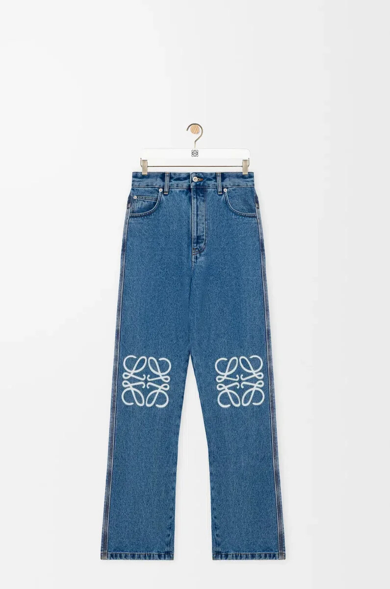 anagram baggy jeans aus mittelblauem denim