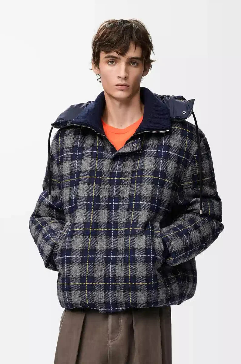 steppjacke aus wolle dunkelblau