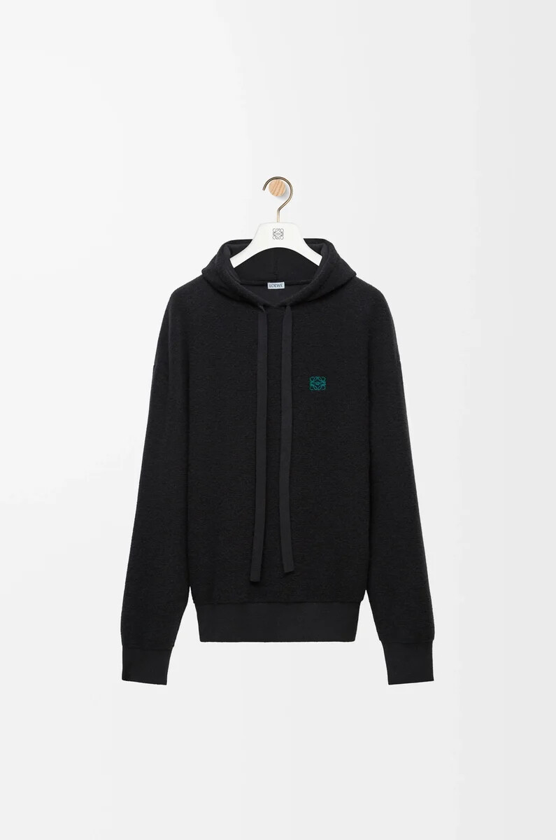 schwarzer wollhoodie