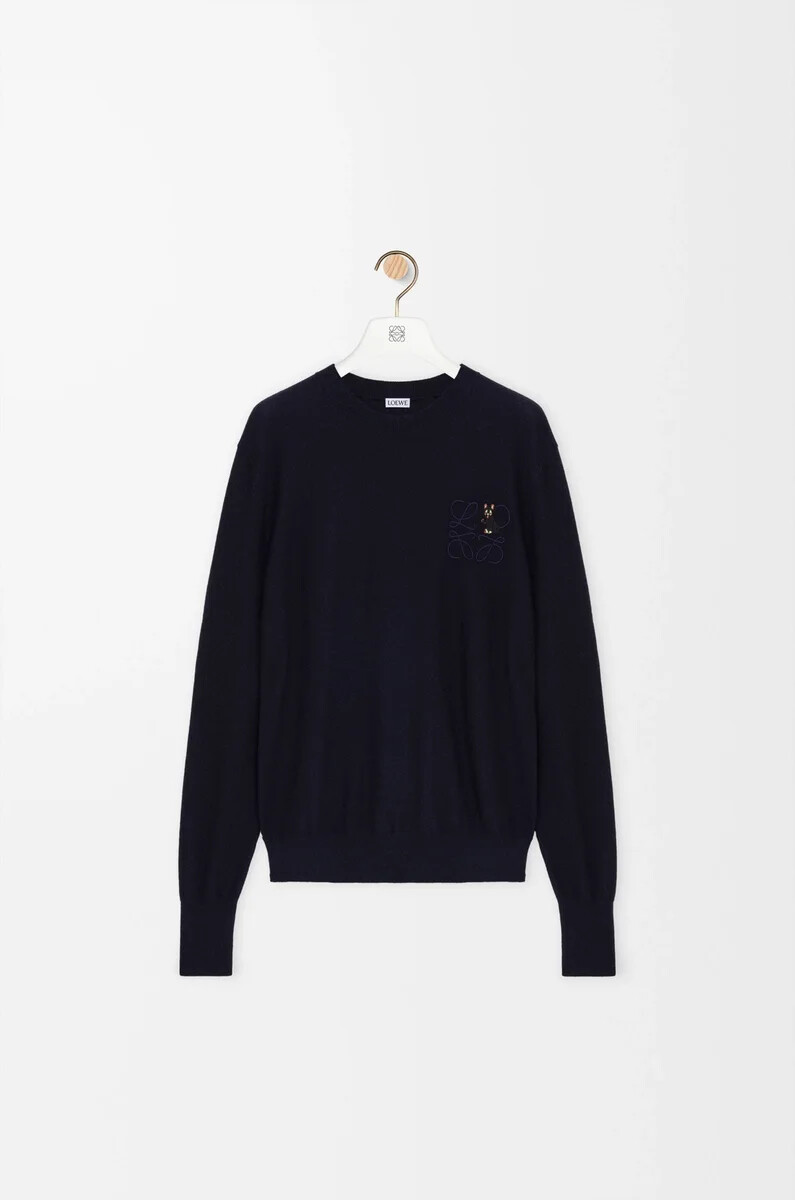 pullover aus wolle dunkelmarineblau