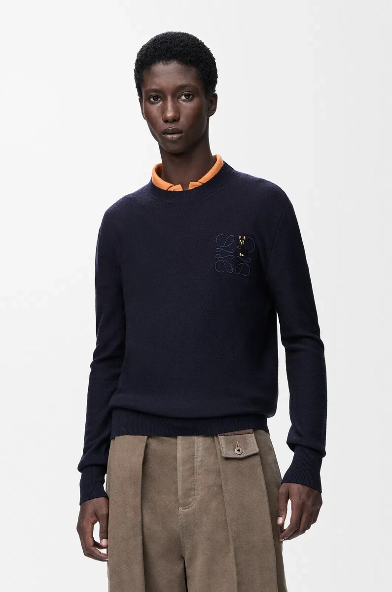 pullover aus wolle dunkelmarineblau