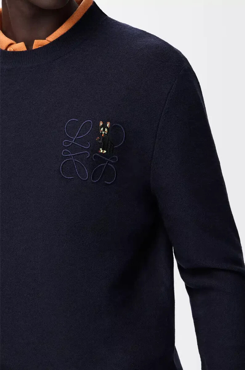pullover aus wolle dunkelmarineblau
