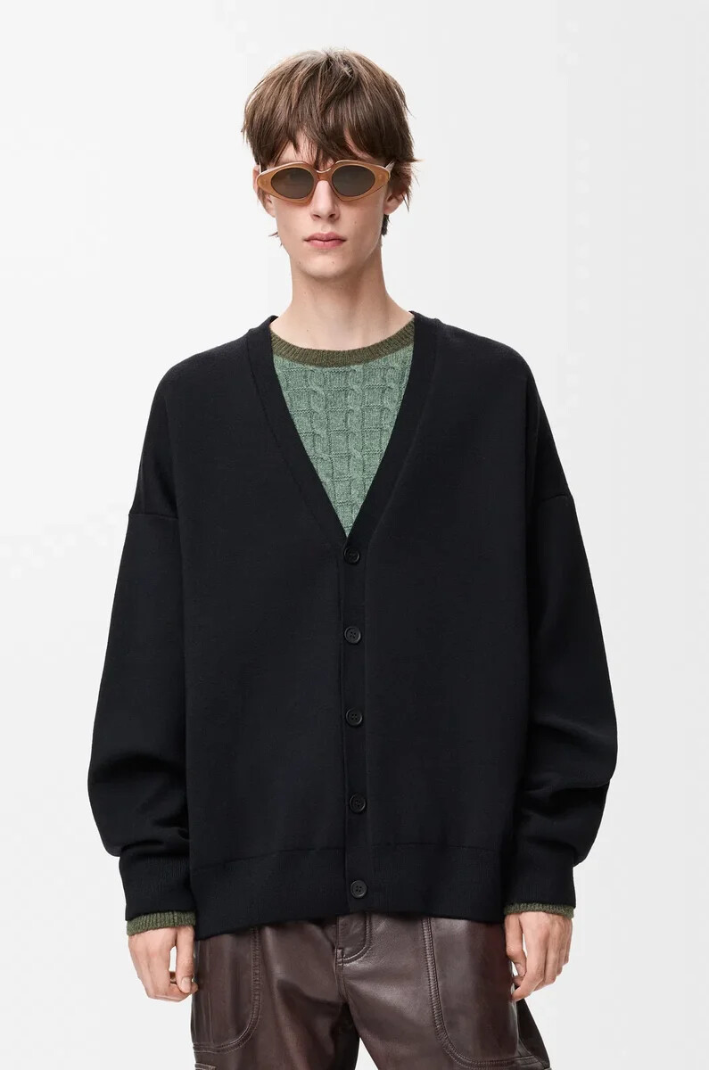 strickjacke aus wollmischung schwarz